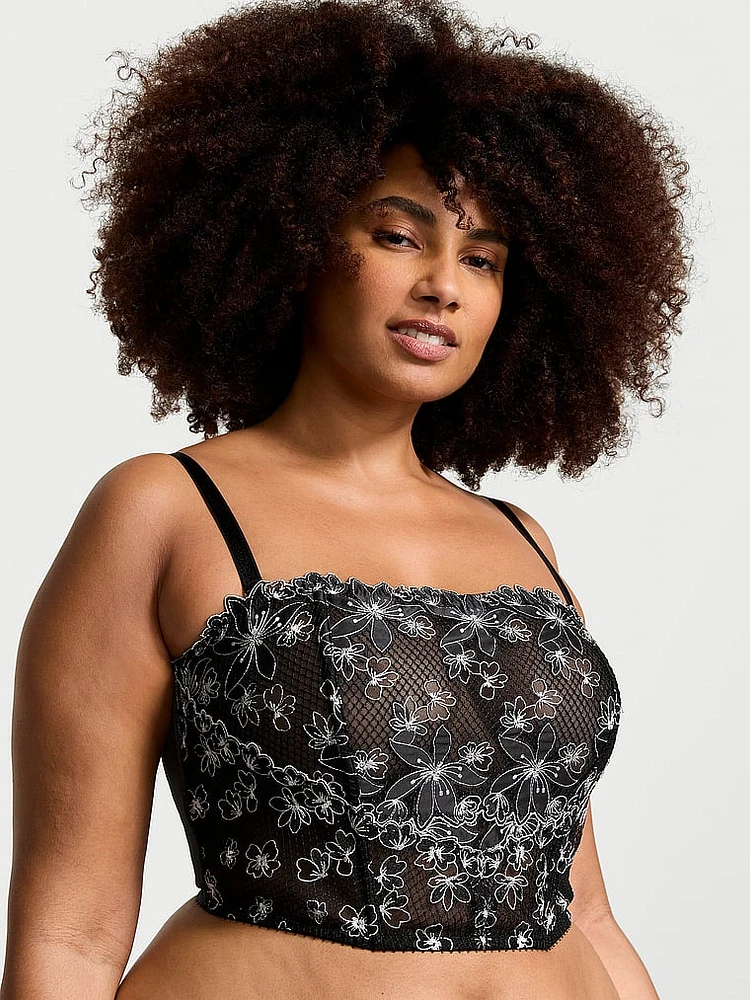 Ziggy Glam Embroidery Unlined Strapless Corset Top