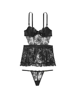 Wicked Unlined Rose Lace Apron Set