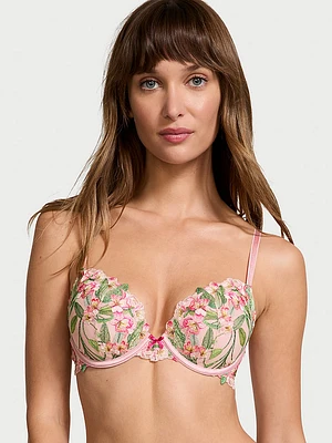 Floral Embroidery Push-Up Bra