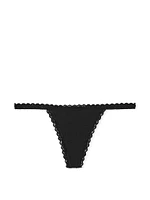 Lace-Trim Cotton V-String Panty