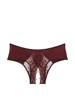 Rose Lace & Grommet Open-Back Cheeky Panty