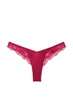 Rose Lace High-Leg Crotchless Thong Panty