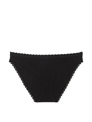 Lace-Trim Cotton Bikini Panty