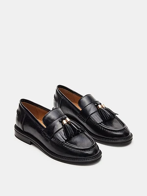 Radcliff Black Leather Tassel Penny Loafers