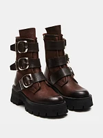 Roland Brown Leather Ankle Booties