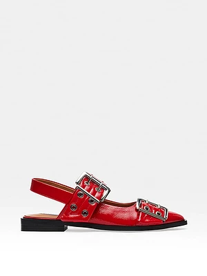Graya Red Patent Slingback Flats