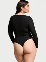 Ribbed Modal Henley Thong Bodysuit