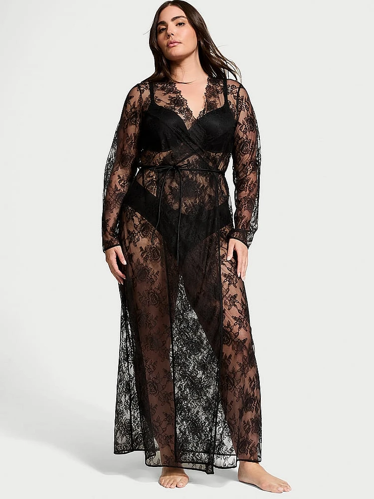 Rose Lace Long Wrap Robe