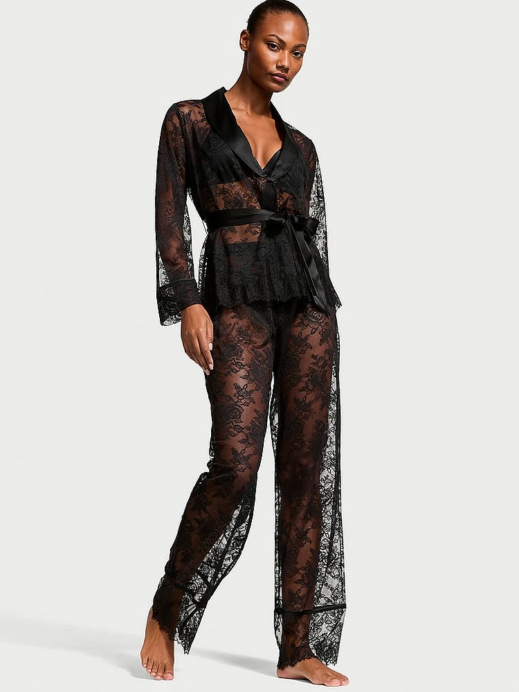 Rose Lace Long Pajama Set