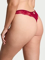 Rose Lace High-Leg Crotchless Thong Panty