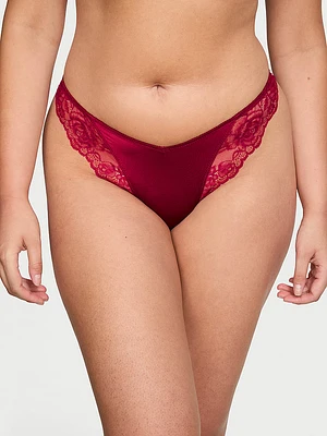 Rose Lace High-Leg Crotchless Thong Panty