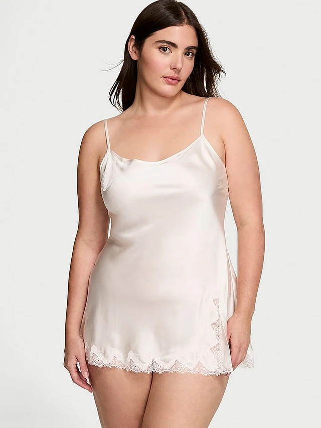 tease satin lace-trim mini slip dress VS Tease Satin Lace-Trim Mini Slip Dress
