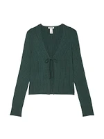 Ribbed Knit Fly-Away Cardigan Sweater