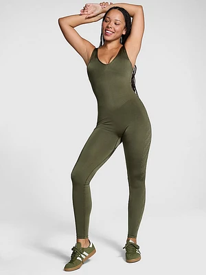 Satin Seamless Plunge Workout Onesie