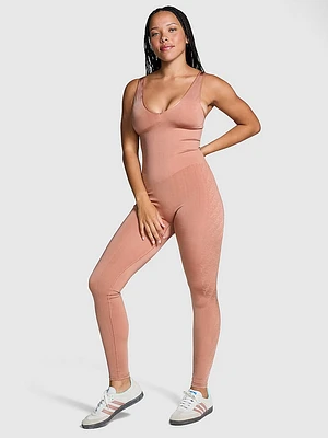 Satin Seamless Plunge Workout Onesie