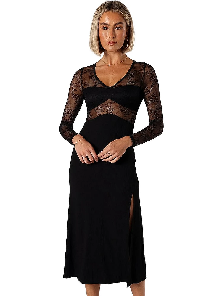 Addams Long Sleeve Midi Dress