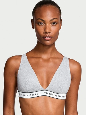 Cotton Logo Hardware Wireless Plunge Bralette