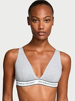 Cotton Logo Hardware Wireless Plunge Bralette