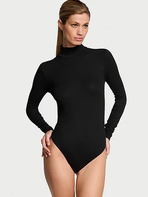 Ribbed Modal Mock-Neck Long-Sleeve Bodysuit