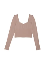 Soft Seamless Notched Long-Sleeve Top