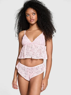 Wink Shine Lace Cami & Flutter Short Set