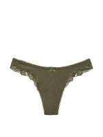 Stretch Cotton High-Leg Scoop Thong Panty