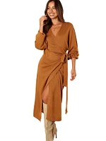 Nova Wrap Knit Midi Dress