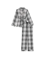 Flannel Wrap Long Pajama Set