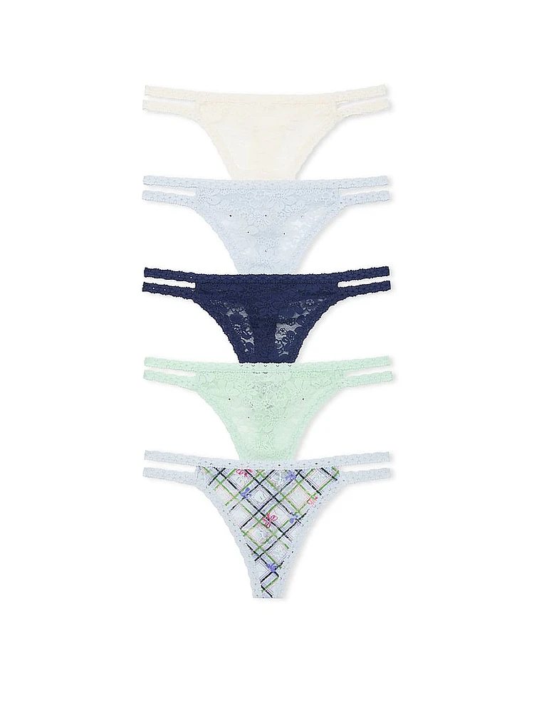 5-Pack Wink Lace Strappy Thong Panties