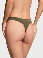 Stretch Cotton High-Leg Scoop Thong Panty