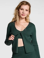 Ribbed Knit Fly-Away Cardigan Sweater