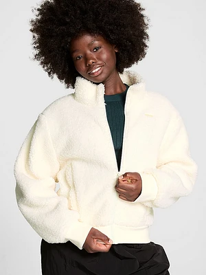 Plush Teddy Cropped Coat