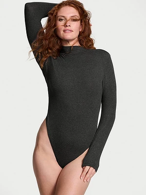 Ribbed Modal Mock-Neck Long-Sleeve Bodysuit