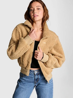 Plush Teddy Cropped Coat