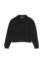 Brushed Modal Fleece Collared Pullover