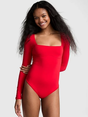 Base Stretch Square-Neck Long-Sleeve Bodysuit