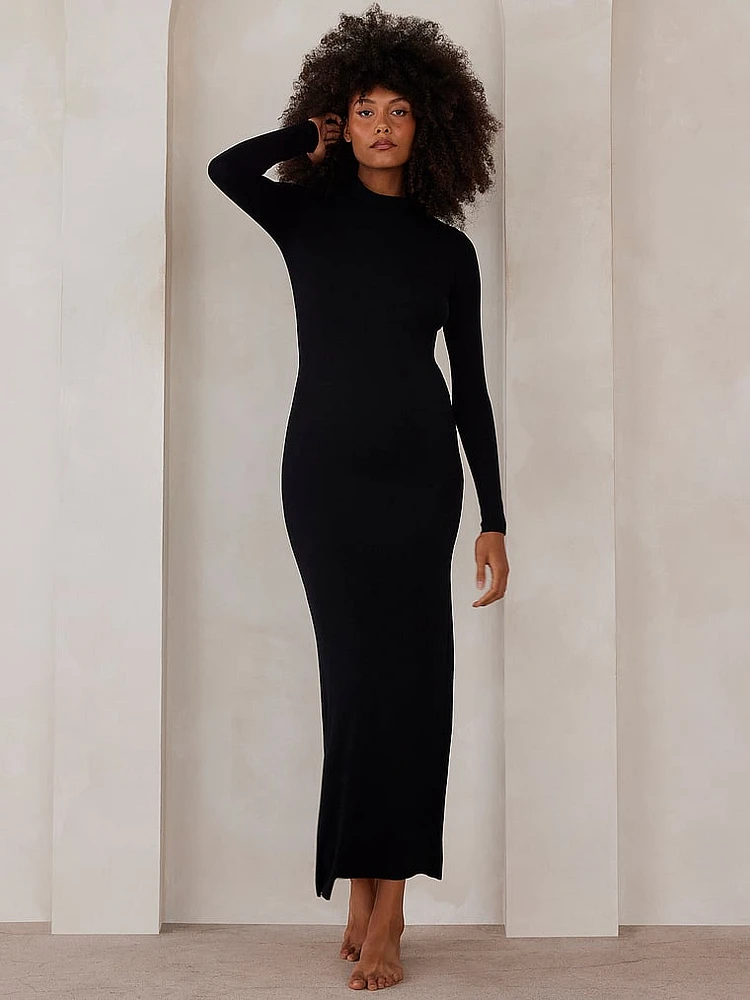 Soft Rib Maxi Long Sleeve Dress