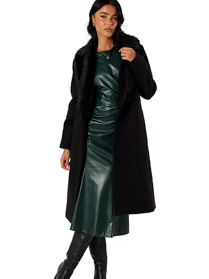 Raelyn Faux Fur Trim Coat