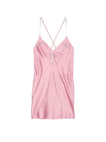 Twinkle Bows Satin Open-Back Slip Dress