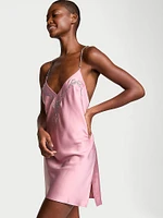 Twinkle Bows Satin Open-Back Slip Dress