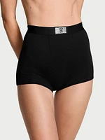 Logo Cotton High-Waist Boyshort Panty