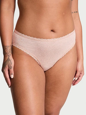 Lace-Trim Cotton High-Leg Brief Panty