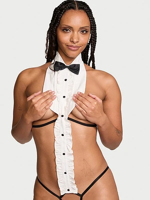 Tuxedo Open-Cup Crotchless Teddy