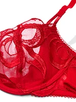 Wicked Shimmer Heart Embroidery Unlined Balconette Bra