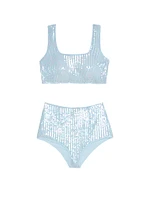 Sequin Shimmer Bra Top & High-Waist Short Set