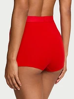 Logo Cotton High-Waist Boyshort Panty