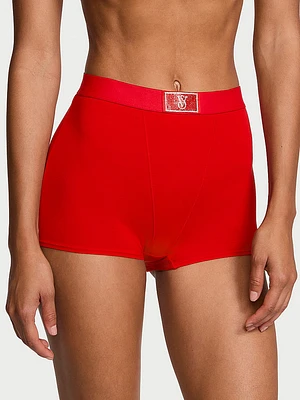 Logo Cotton High-Waist Boyshort Panty