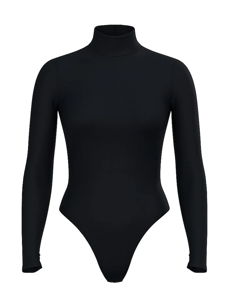 Ribbed Modal Mock-Neck Long-Sleeve Bodysuit