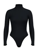 Ribbed Modal Mock-Neck Long-Sleeve Bodysuit