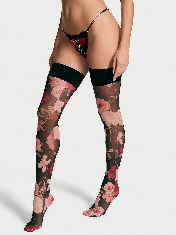 Atelier Victoria's Secret Sheer Floral Thigh-Highs